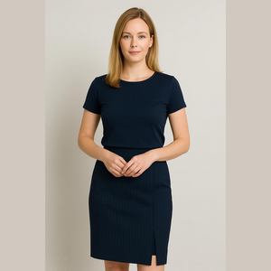 Size 8 BOSS Hugo boss navy striped pencil skirt vispana normcore